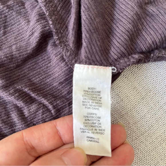 Free People Purple Blouse Boho Size XS Embellished V-Neck Sleeveless Tank Top - Picture 7 of 9